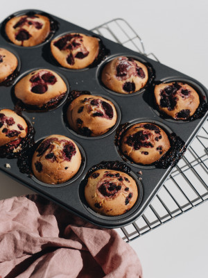photo of berry muffins on tray 4051603 v2